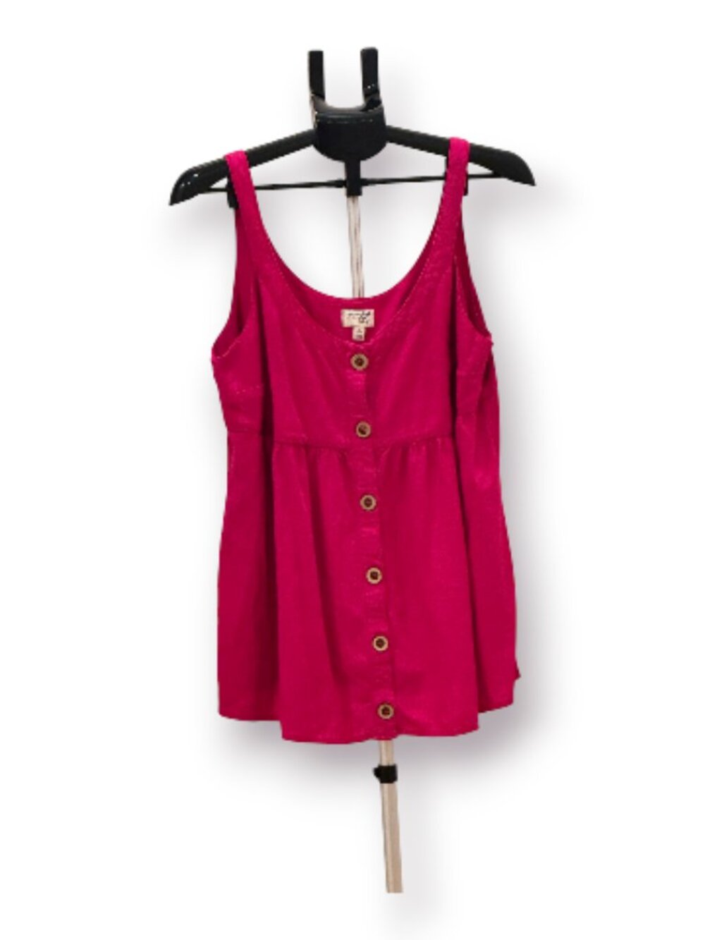Terra & Sky Pink Linen Blend Button Front Babydoll Dopamine Tank Top 0X 14W